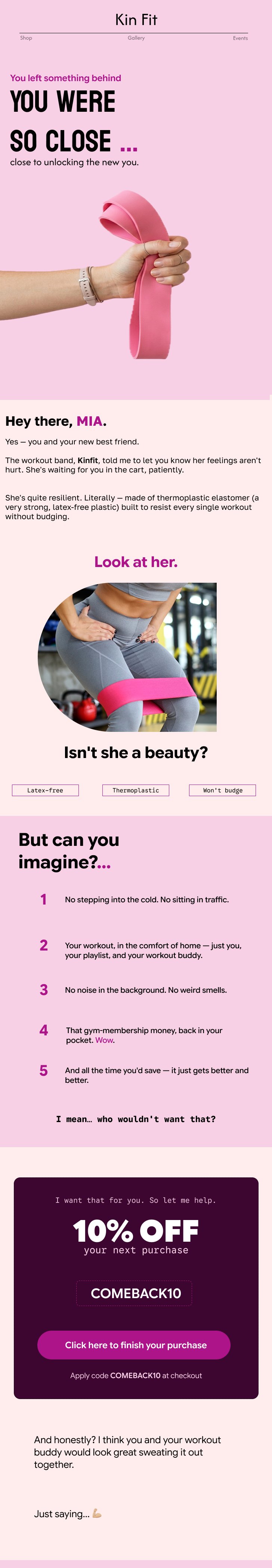KinFit Co. abandoned cart email